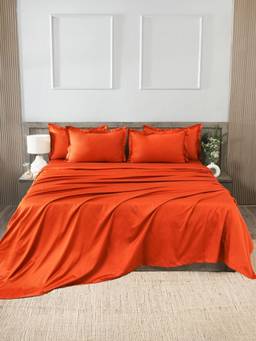 House of Owlet - Rustique Solids 400TC 100% Cotton Flat Super King Bedsheet with 2 Pillow Covers