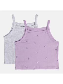 MINI KLUB - Baby Girls Grey and Purple Knit Camisole (Pack of 2)