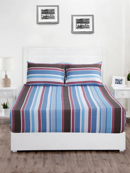 Inhouse by Maspar - Zephyr Sanders Multi 210TC Cotton Double Bed Sheet With 2 Pillow Covers