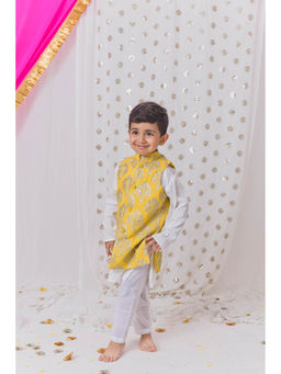 Tiny Pants - Boys Mustard Kurta with Pajama and Jacket (Set of 3)