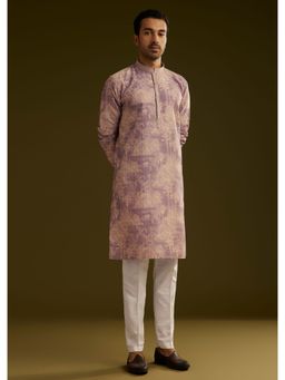 KALKI FASHION - Purple Printed Silk Kurta with Pant (Set of 2)