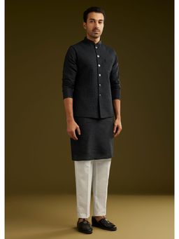 KALKI FASHION - Black Rayon Kurta with Pant and Nehru Jacket (Set of 3)
