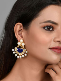 Silvermerc Designs - Gold Plated Kundan Small Traditional Earrings for Women