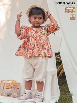 HALEMONS - Girls Multi-Color Floral Co-Ord (Set of 2)