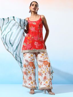 Bani Women - Women'S Floral Print Muslin Kurti with Palazzo and Dupatta (Set of 3)