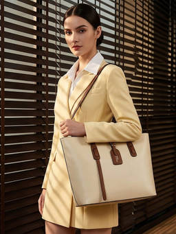 ZELION - Women White Pu Leather Tote Bag