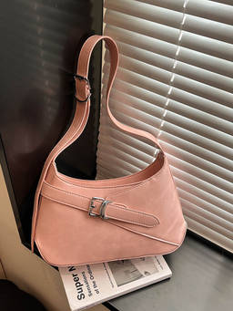 ZELION - Women Peach Pu Leather Shoulder Bag