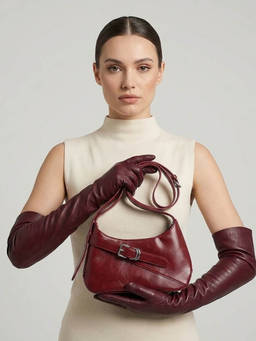 ZELION - Women Cherry Red Pu Leather Shoulder Bag