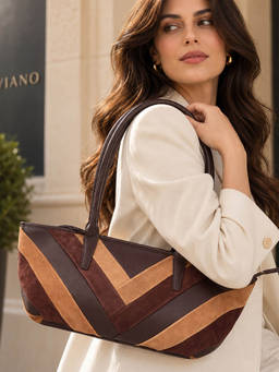 SILVIANO - Women Multi-Color Matera Leather Suede Shoulder Bag (M)