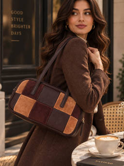 SILVIANO - Women Amalfi Multi-Color Leather Suede Bowling Shoulder Bag (M)