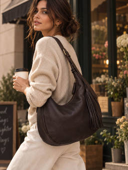 SILVIANO - Women Ravello Dark Chocolate Brown Soft Grained Leather Shoulder Bag