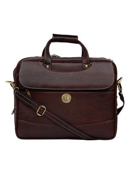HiLEDER - Pure Leather Spacious 16.5" Laptop Messenger Office Travel Bag, Brown