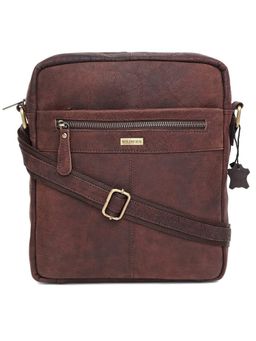 WILDHORN - Classic Genuine Leather Brown Textured Sling Bag for Men