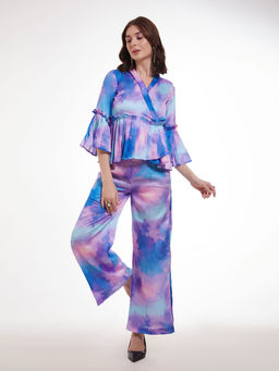 Odette - Women Multicolor Satin Ombre Printed Co-Ord (Set of 2)