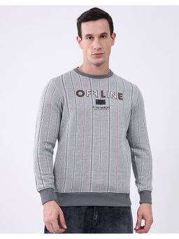 Monte Carlo - Men Grey Round Neck Full Sleeve Sweatshirt
