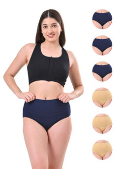 Adira - High Waisted Black & Beige Briefs (Pack of 6)