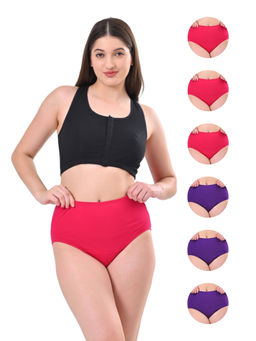 Adira - High Waisted Pink & Purple Briefs (Pack of 6)