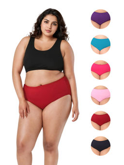 Adira - Plus Size High Waisted Multi-Color Briefs (Pack of 6)