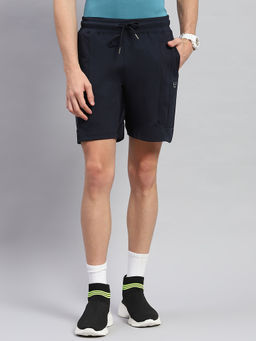 Monte Carlo - Men's Navy Blue Solid Regular Fit Bermuda