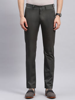 Monte Carlo - Men's Dark Olive Solid Regular Fit Trouser