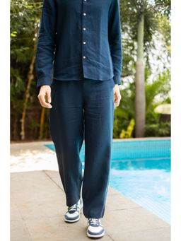 Creatures of Habit - Linen Pull-Up Pant- Navy Blue
