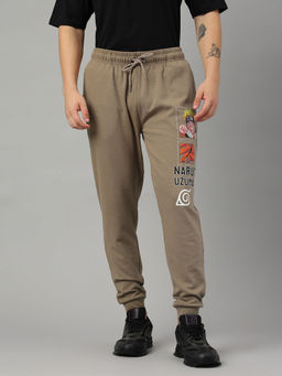 Free Authority - Naruto Print Regular Fit Brown Cotton Blend Men Jogger