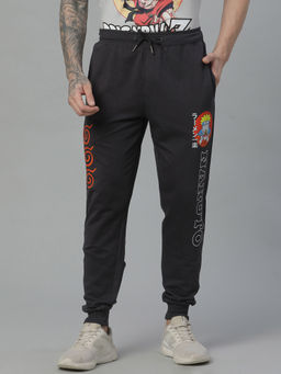 Free Authority - Naruto Print Regular Fit Grey Cotton Blend Men Jogger