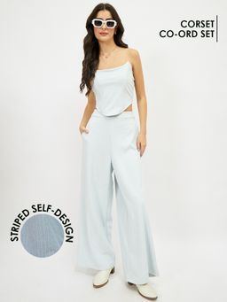 AAREIN - Women Blue Striped Printed Co-Ord Set