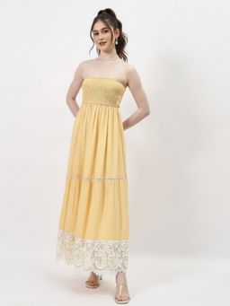 AAREIN - Yellow Lace Smocking Maxi Dress