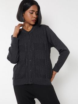 max - Women Grey Knit Cardigan