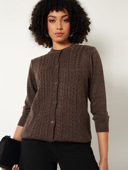 max - Women Brown Knit Cardigan