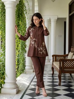 ZUMMER - Women Brown Zummer Embroidered Co-Ord Set