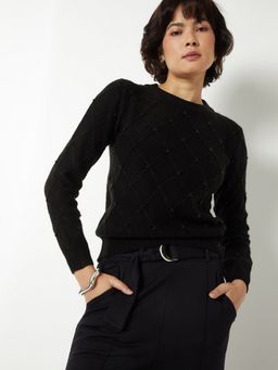 max - Women Black Knit Sweater