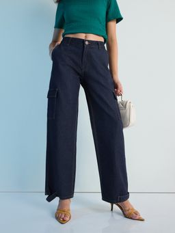 DILLINGER - Blue Women's Straight Fit Cargo Denim Jeans