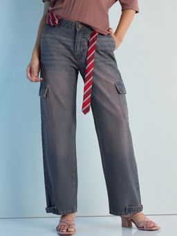 DILLINGER - Blue Womens Straight Fit Cargo Denim Jeans