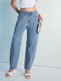 DILLINGER - Blue Womens Barrel Fit with Knee Dart Jeans