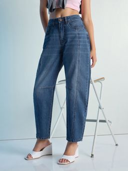 DILLINGER - Navy Blue Womens Barrel Fit with Knee Dart Jeans