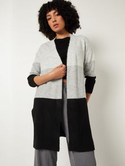 max - Women Knit Colourblock Multi-Color Cardigan