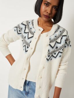 max - Women Cream Knit Cardigan