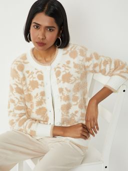 max - Women Beige Knit Cardigan