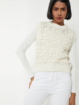 max - Women Cream Knit Sweater