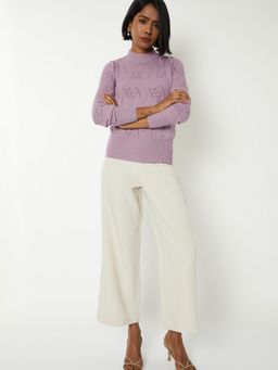 max - Women Lavender Knit Sweater