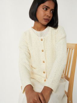 max - Women Cream Shimmery Cardigan