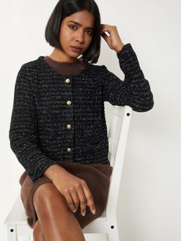max - Women Black Shimmery Cardigan
