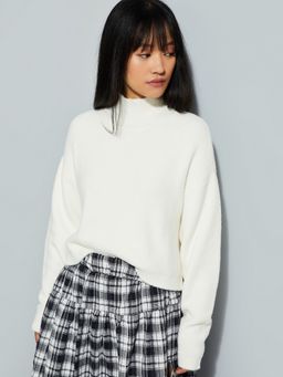 max - URB_N Women Cream Knit Sweater