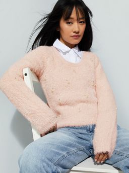 max - URB_N Women Pink Embellished Sweater