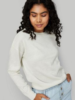 max - Women Cream Knitted Sweater (2XL)
