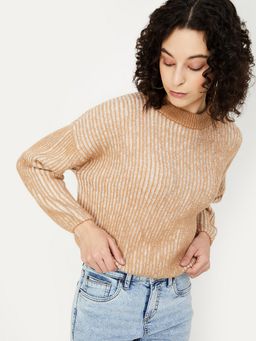 max - Women Brown Knitted Sweater