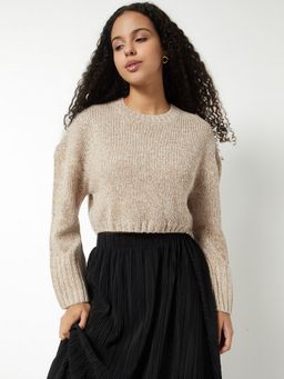 max - Women Brown Knit Fit Sweater