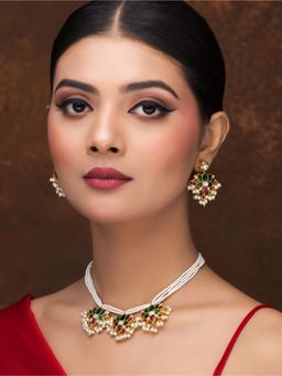 Jovi's Jewels - Kundan Meenakari Necklace with Earrings